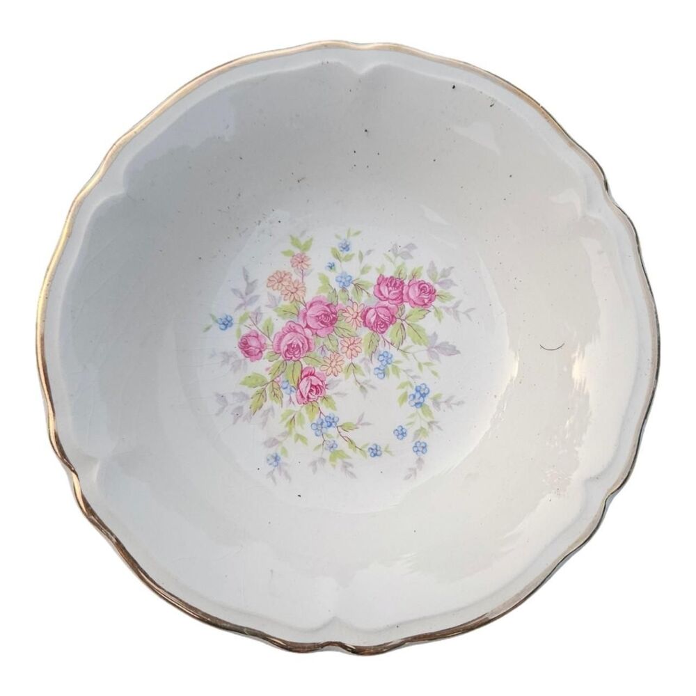 VTG 2 Edwin Knowles Floral Rose China Fruit/Dessert (Sauce) Bowls